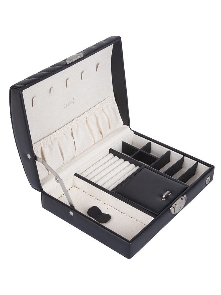 Caramia Livy Acacia Dome Jewellery Box | Black - iBags - Luggage & Leather Bags