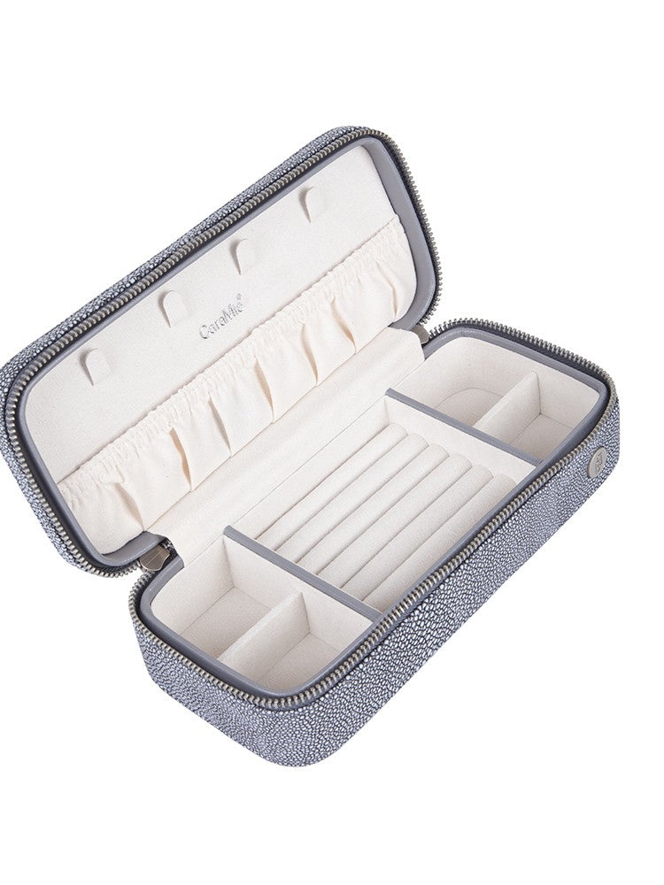Caramia Reece Stingray Jewellery Case With Zip | Grey - iBags - Luggage & Leather Bags