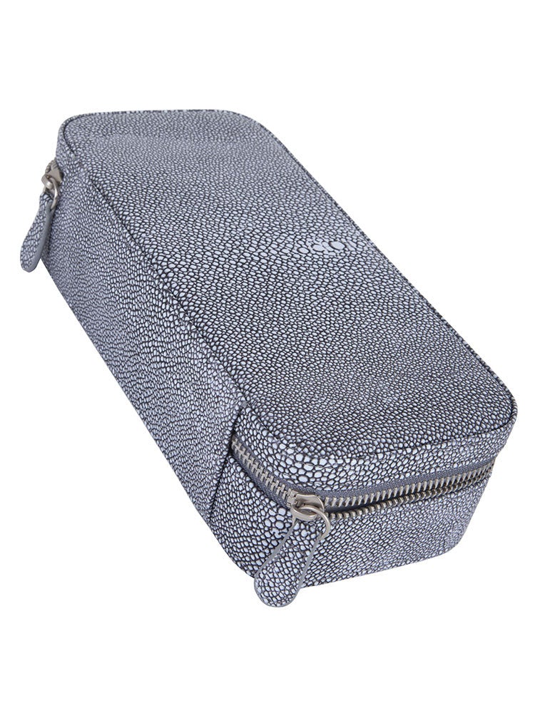 Caramia Reece Stingray Jewellery Case With Zip | Grey - iBags - Luggage & Leather Bags