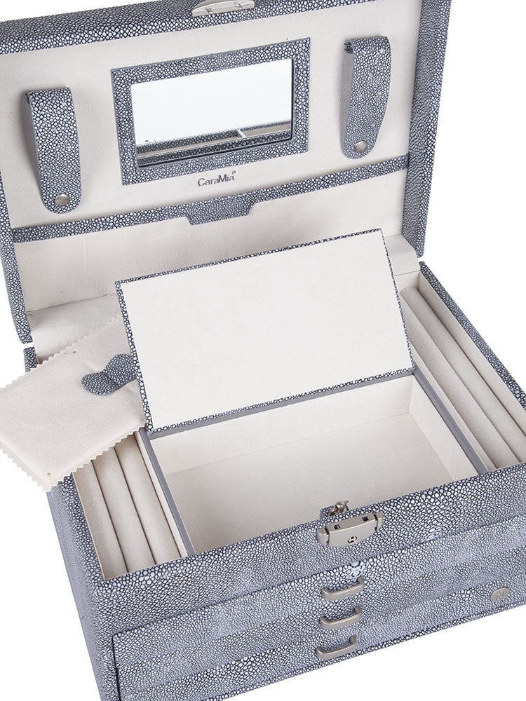 Caramia Reece Stingray Large Jewellery Box | Grey - iBags - Luggage & Leather Bags