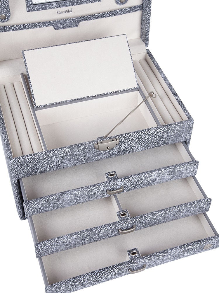 Caramia Reece Stingray Large Jewellery Box | Grey - iBags - Luggage & Leather Bags