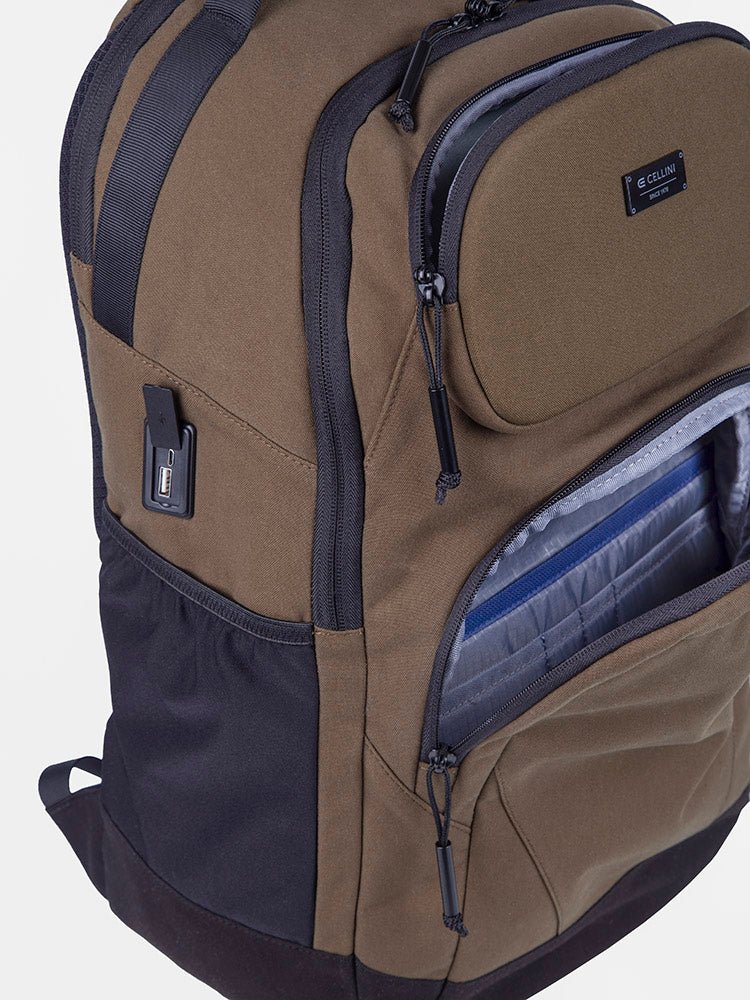 Cellini Explorer Pro Large Business Backpack with Shockproof Pocket | Olive - iBags - Luggage & Leather Bags