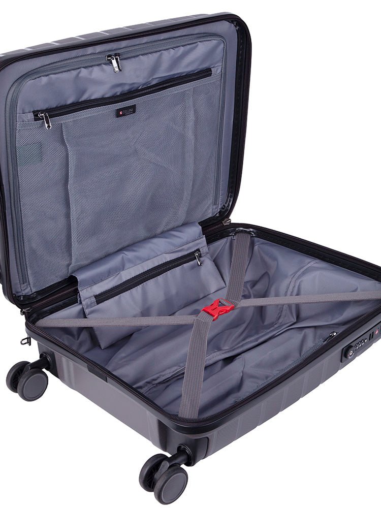Cellini Microlite Hardshell 53cm Spinner Carry On Charcoal (2.43kg) - iBags - Luggage & Leather Bags
