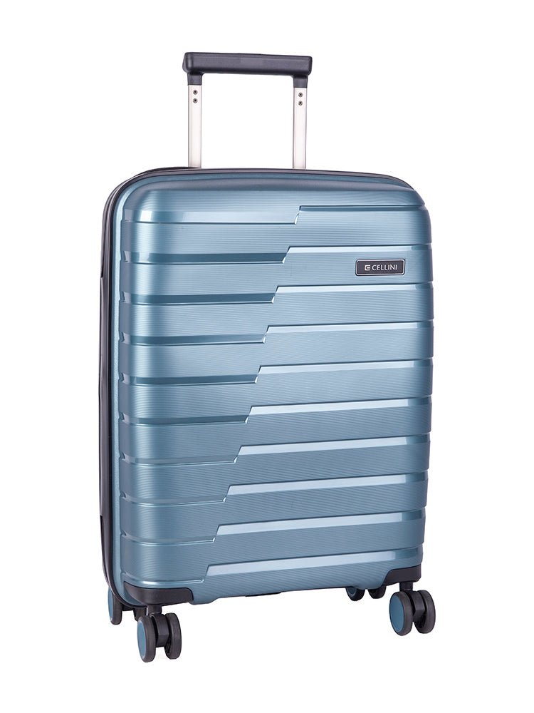 Cellini Microlite Hardshell 53cm Spinner Carry On Steel Blue (2.43kg) - iBags - Luggage & Leather Bags