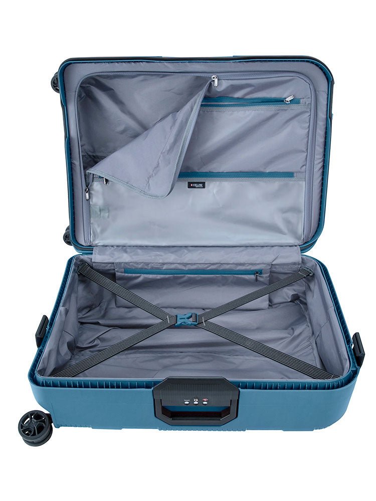 Cellini Safetech Medium 4 Wheel Trolley Case | Blue - iBags - Luggage & Leather Bags