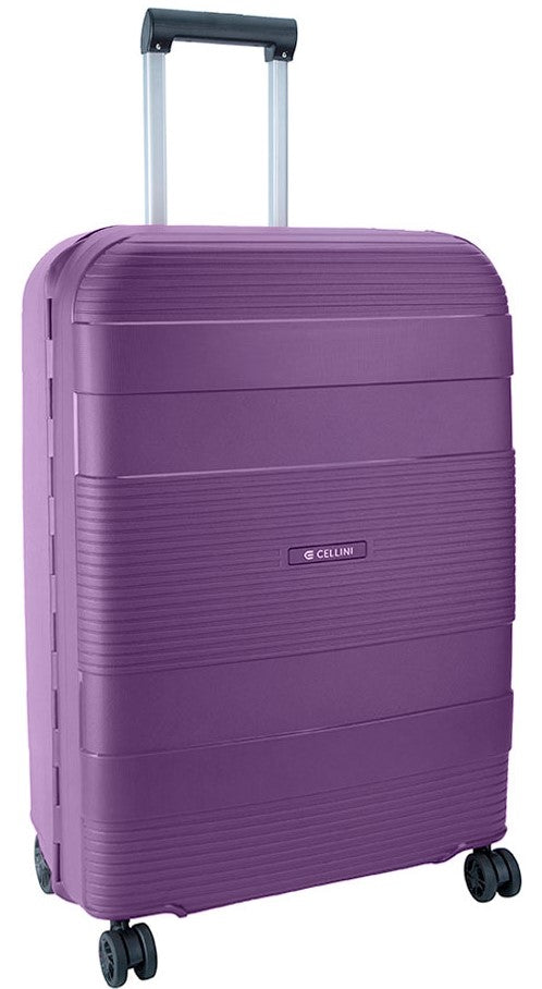 Cellini Safetech Medium 4 Wheel Trolley Case | Plum - iBags - Luggage & Leather Bags