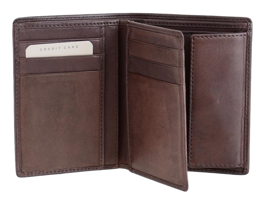 Dakar Dakota Spray Leather Credit Card Holder w Coin Pocket | Brown - iBags.co.za