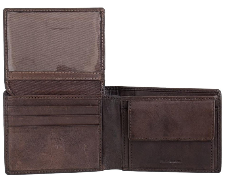 Dakar Dakota Spray Leather Wallet Extra Card Flap & Change Pocket | Brown - iBags.co.za