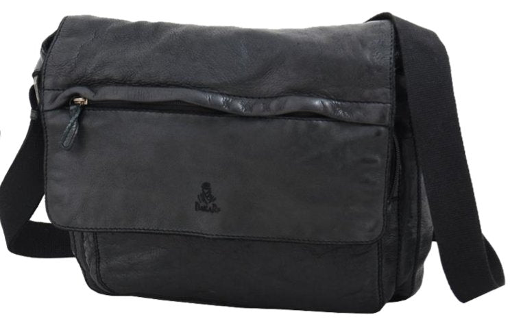 Dakar Vintage Leather 13" Messenger Bag | Black - iBags.co.za