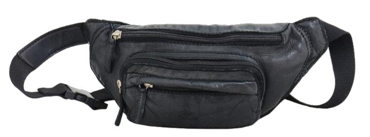 Dakar Vintage Leather Waist Bag | Black - iBags.co.za