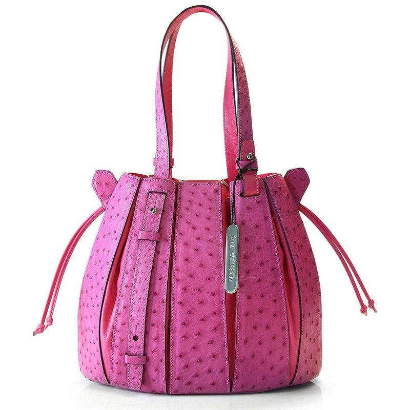 Fern Ostrich Leather Quill Handbag Pink - iBags.co.za