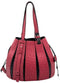 Fern Ostrich Leather Quill Handbag Red with Black Nappa - iBags.co.za