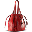 Fern Ostrich Leg Leather Handbag | Red - iBags.co.za