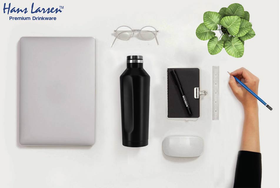 GALATI - Hans Larsen Double Wall Stainless Steel Water Bottle - Black - iBags - Luggage, Leather Laptop Bags, Backpacks - South Africa