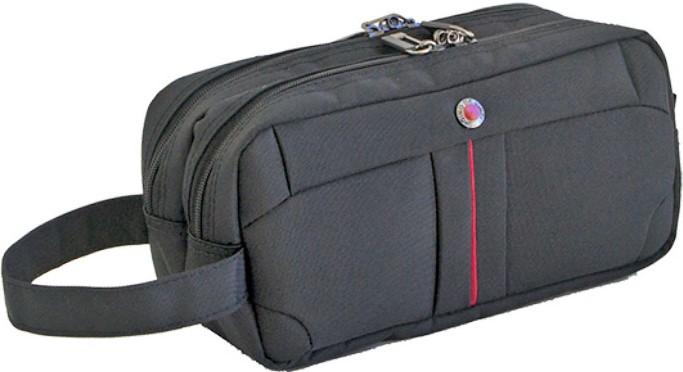 Gino De Vinci Ascent 25cm Twin Compartment Wash Bag | Black - iBags - Luggage & Leather Bags
