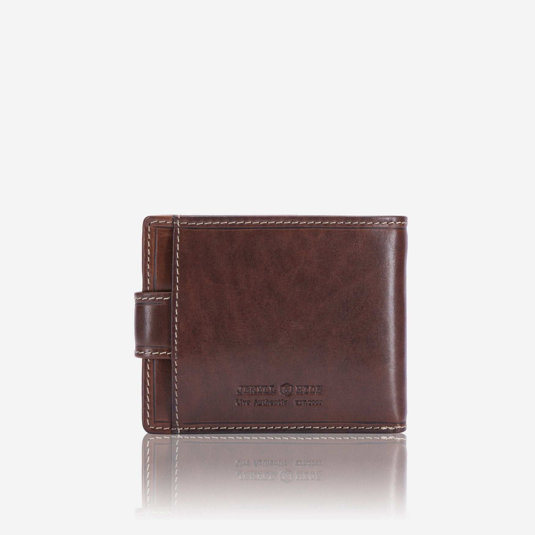 Jekyll & Hide Oxford Leather Wallet with Tab Closure | Coffee - iBags - Luggage & Leather Bags