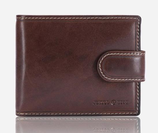 Jekyll & Hide Oxford Leather Wallet with Tab Closure | Coffee - iBags - Luggage & Leather Bags