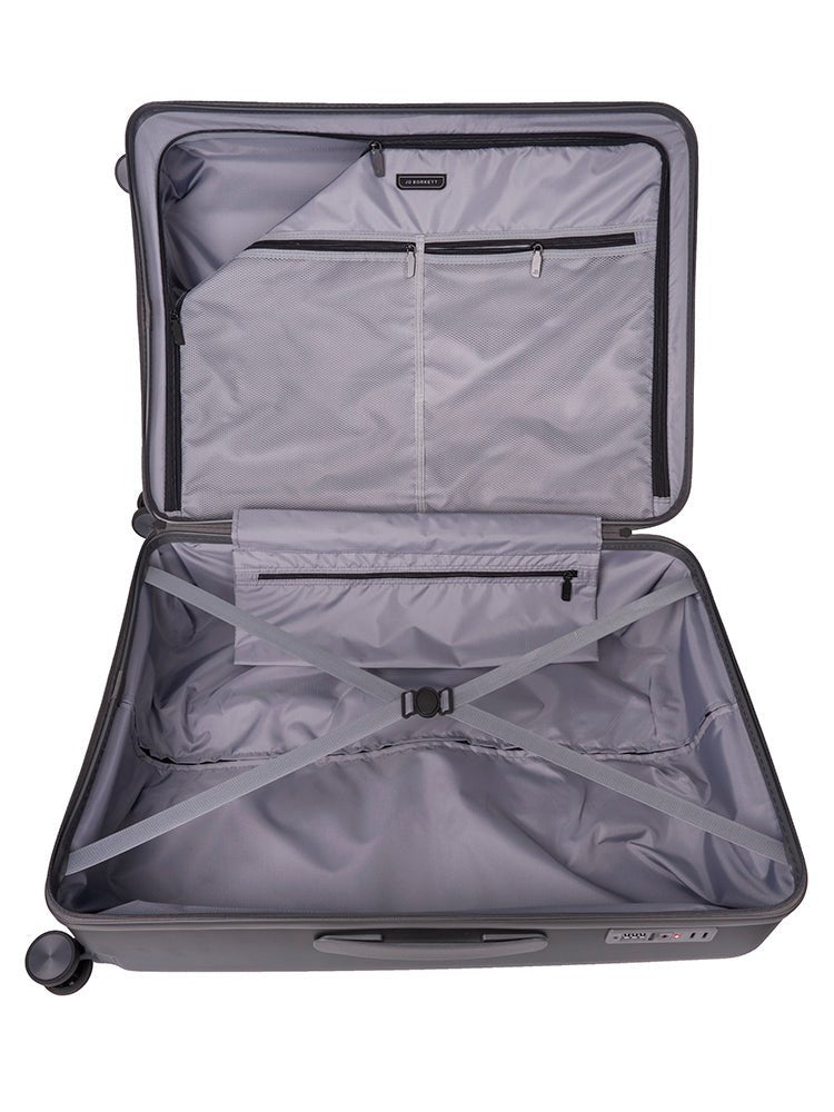 Jo Borkett Gatsby Large 4 Wheel Trolley Case | Charcoal - iBags - Luggage & Leather Bags