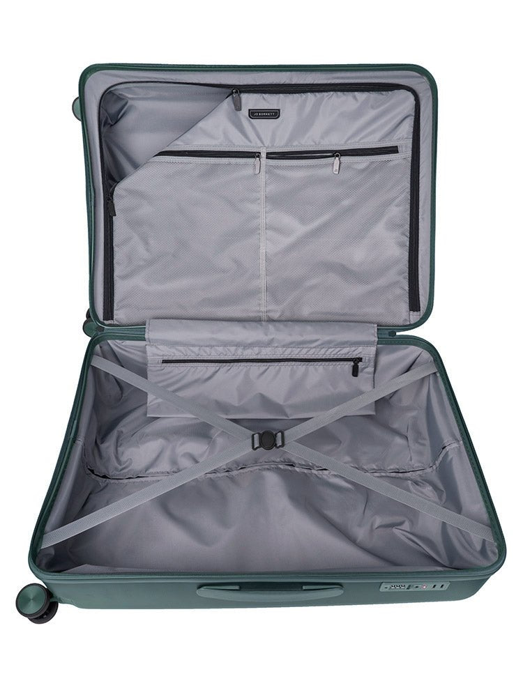 Jo Borkett Gatsby Large 4 Wheel Trolley Case | Green - iBags - Luggage & Leather Bags