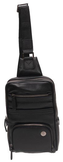 Journeyman Leather Single Strap Backpack | Black - iBags - Luggage & Leather Bags