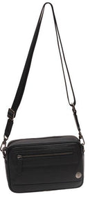 Journeyman Leather Wrist/Crossbody Bag | Black - iBags - Luggage & Leather Bags