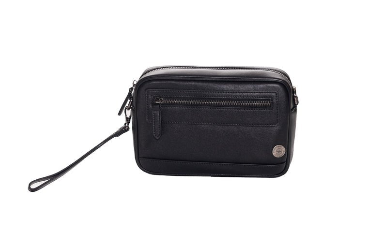 Journeyman Leather Wrist/Crossbody Bag | Black - iBags - Luggage & Leather Bags