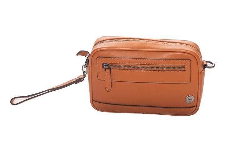 Journeyman Leather Wrist/Crossbody Bag | Tan - iBags - Luggage & Leather Bags