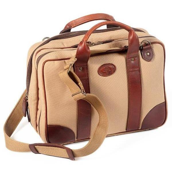 Melvill & Moon Khaki Canvas Double Zip Laptop Bag - iBags.co.za