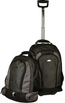 Meridian 53cm Point Nylon Single Pole Rolling Backpack With Detachable 43cm Daypack | Brown/Biscuit - iBags.co.za