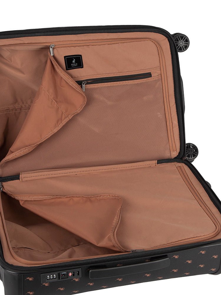 Polo Classic Double Pack Medium 4 Wheel Trolley Case Black - iBags - Luggage & Leather Bags