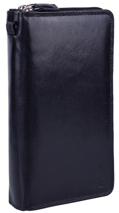 Polo Kenya Double Zip Travel Wallet | Black - iBags - Luggage & Leather Bags