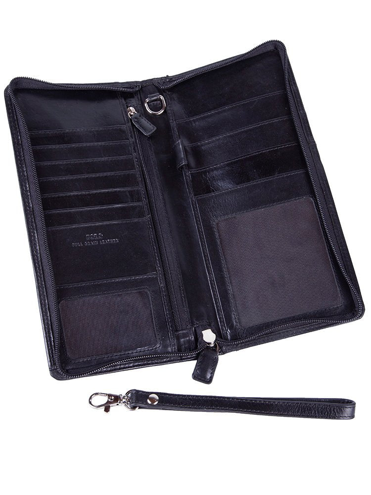 Polo Kenya Single Zip Travel Wallet | Black - iBags - Luggage & Leather Bags