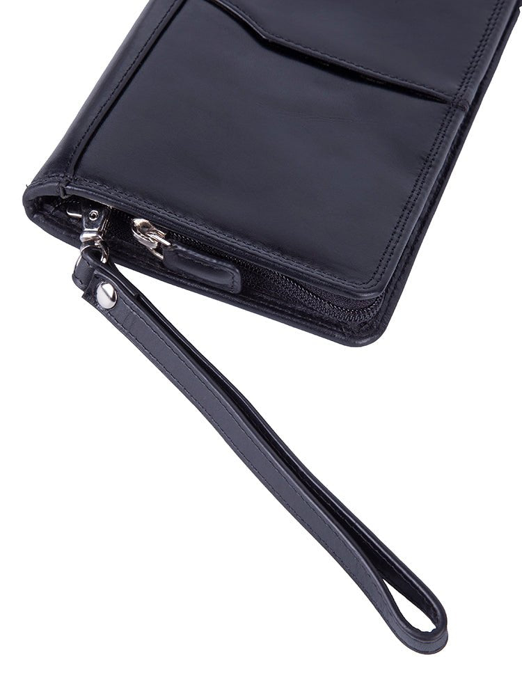 Polo Kenya Single Zip Travel Wallet | Black - iBags - Luggage & Leather Bags