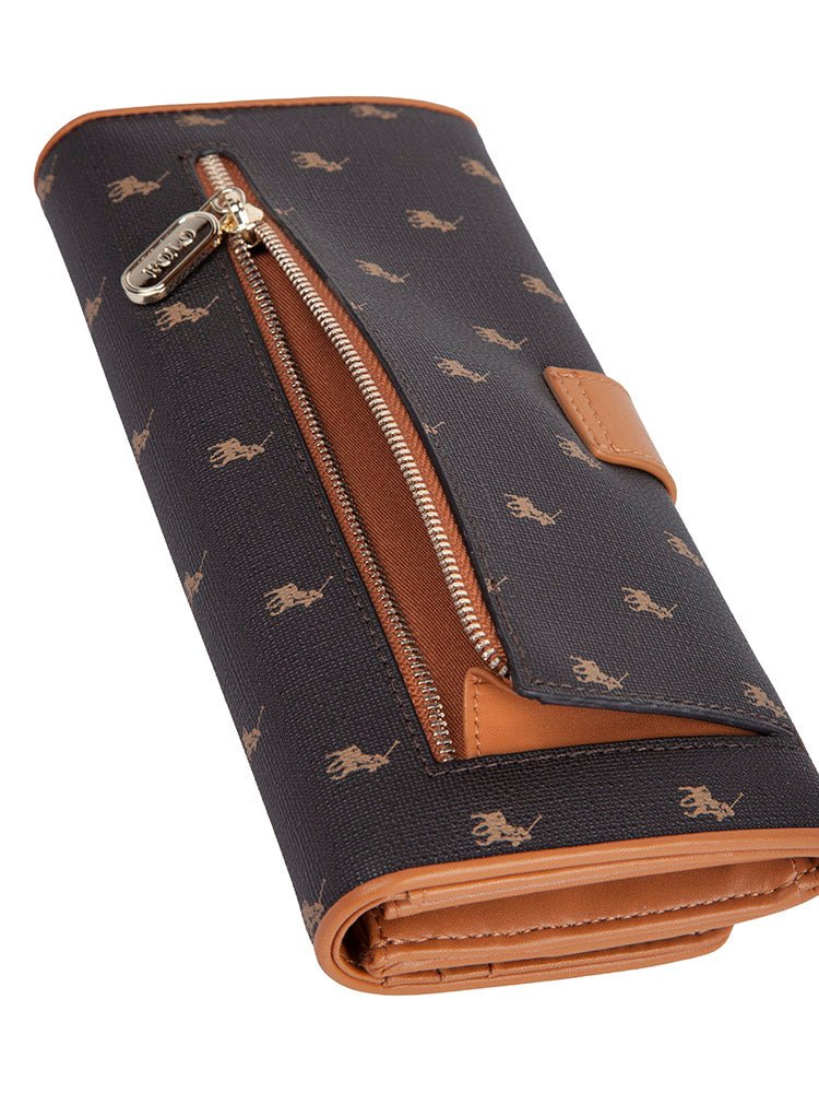 Polo New Iconic Clutch Purse | Brown - iBags - Luggage & Leather Bags