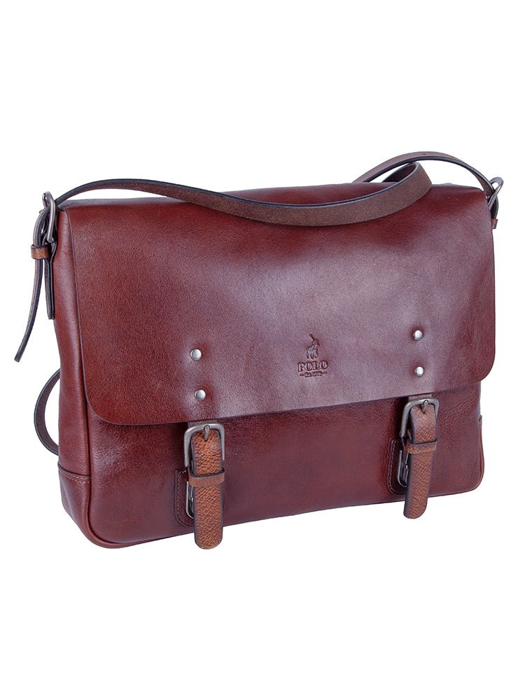 Polo Osaka Leather Messenger Bag | Brown - iBags - Luggage & Leather Bags