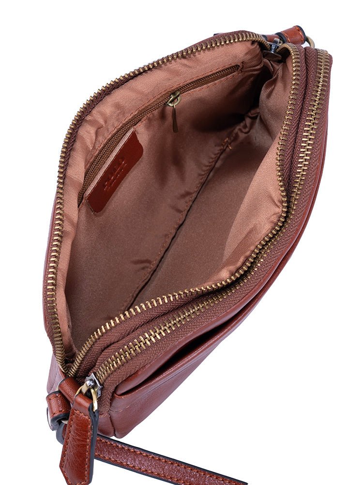 Polo Vega Double Zip Sling | Brown - iBags - Luggage & Leather Bags