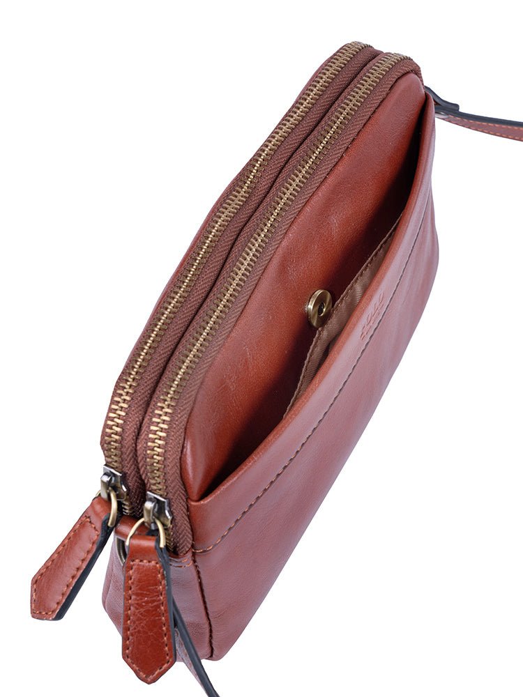 Polo Vega Double Zip Sling | Brown - iBags - Luggage & Leather Bags