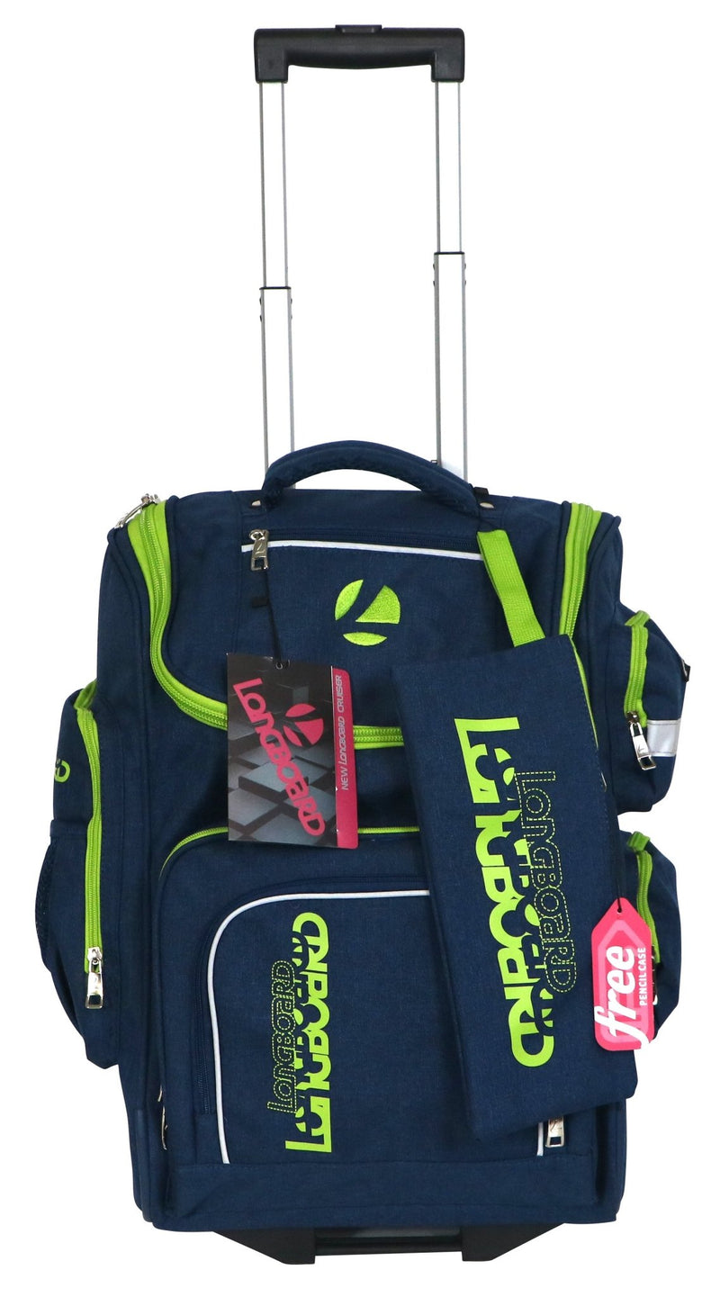 Tosca Longboard Cruiser School Backpack with Wheels | Navy - iBags.co.za
