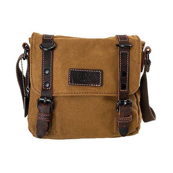 Troop London Heavy Wax Canvas Extra Small Messenger Bag | Camel - iBags.co.za