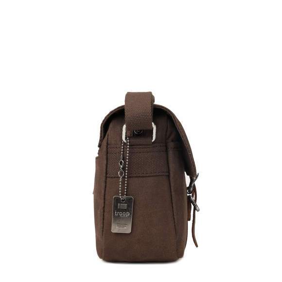 Troop London Heavy Wax Cotton Canvas Shoulder Bag | Dark Brown - iBags.co.za