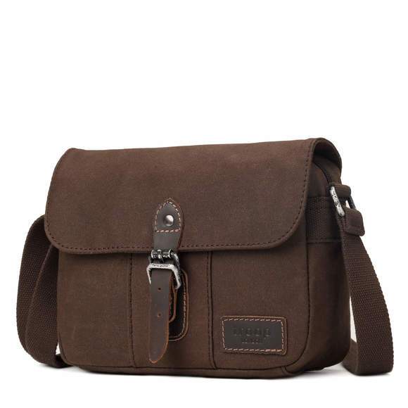 Troop London Heavy Wax Cotton Canvas Shoulder Bag | Dark Brown - iBags.co.za