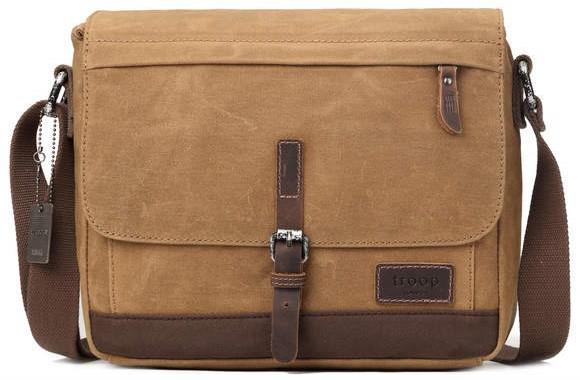 Troop London Heavy Wax Cotton Canvas Utility Messenger Bag | Camel - iBags.co.za