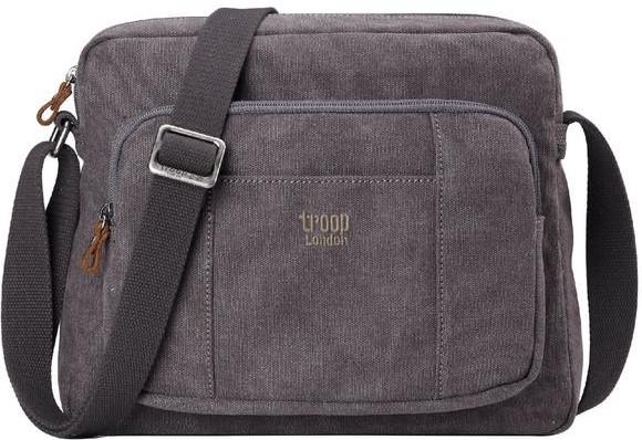 Troop London Organic Cotton Across Body Bag | Charcoal - iBags.co.za