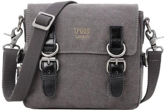 Troop London Organic Cotton Across Body Small Travel Bag | Charcoal - iBags.co.za