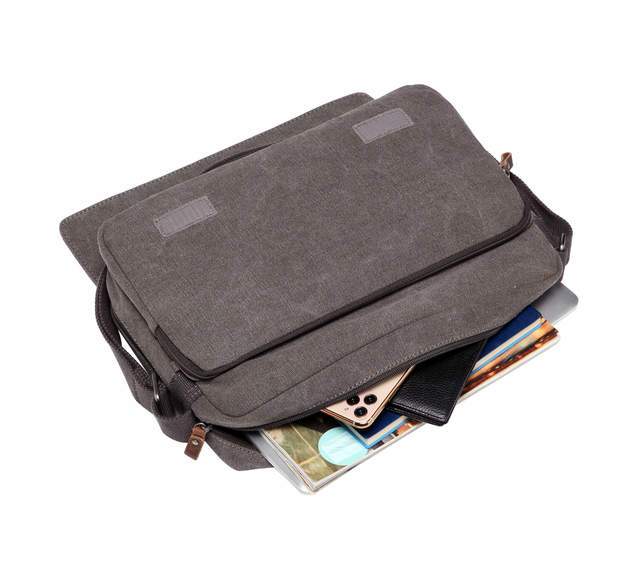 Troop London Organic Cotton Computer Messenger | Charcoal - iBags.co.za