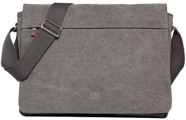 Troop London Organic Cotton Laptop Large Messenger Bag | Charcoal - iBags.co.za