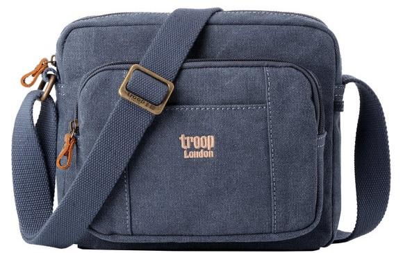 Troop London Organic Cotton Shoulder Small | Blue - iBags.co.za