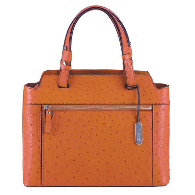 Via Veneta Faith Leather Medium Structured Handbag | Papaya - iBags.co.za