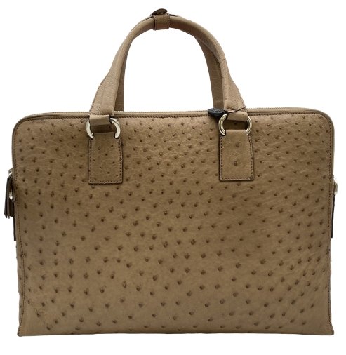 Via Veneta Ostrich Quill Leather Laptop Bag Taupe - iBags.co.za