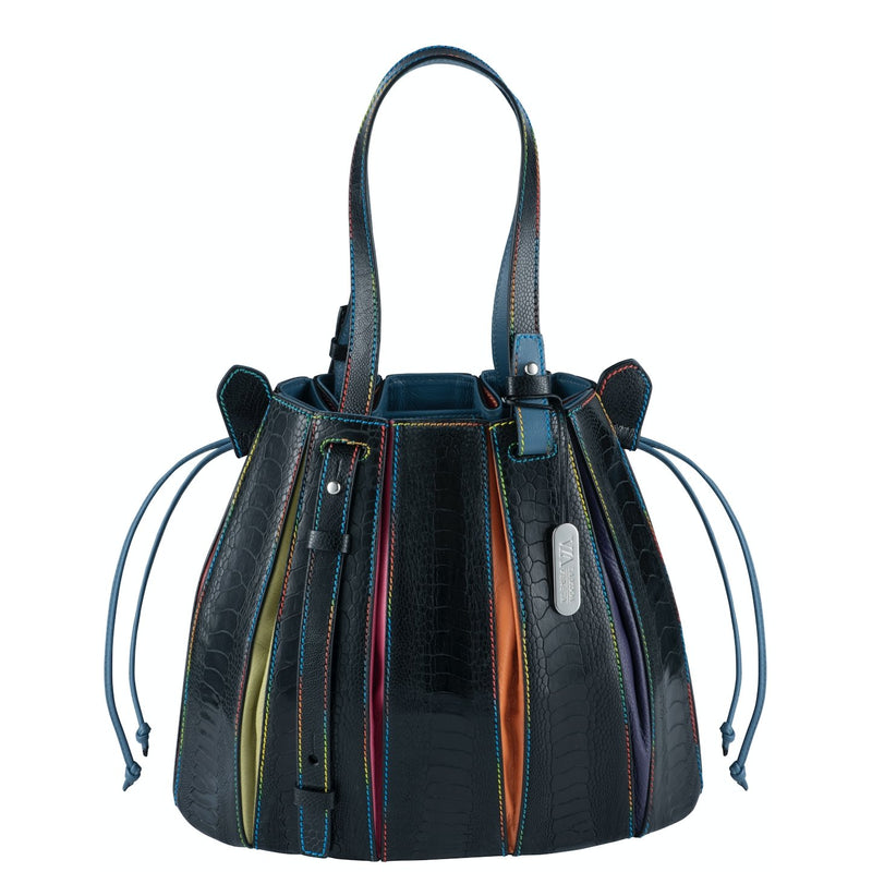 Via Veneta Provoque Fern Ostrich Leg Handbag | Black Multi - iBags.co.za